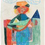 Untitled, 2010, crayon on paper and collage.