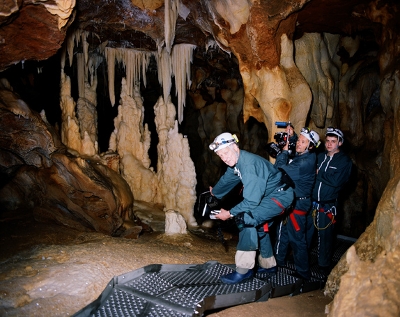 Werner Herzog filming <em>Cave of Forgotten Dreams</em>.