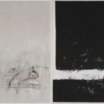 Scott Treleaven, The Triumph of Pan, 2011. Two pastel, crayon, gesso, gouache, house paint and collages on paper, 99 x 64 cm each.