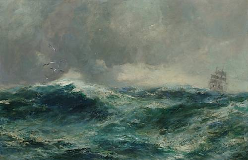 B.F. Gribble, Clipper in Stormy Sea, nd, oil