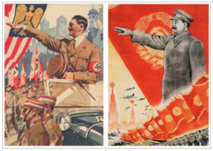 Propaganda posters, Hitler and Stalin.