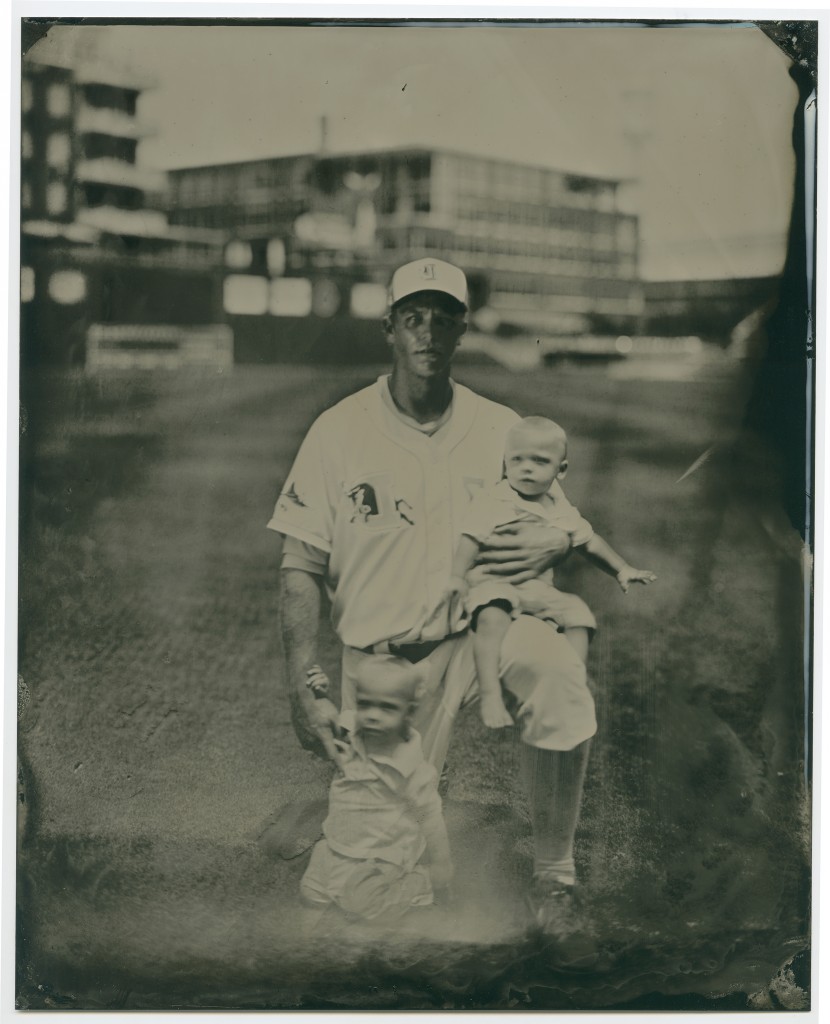 Shelley Duncan and his sons. Wet-plate tintype by Leah Sobsey/Tim Telkamp.