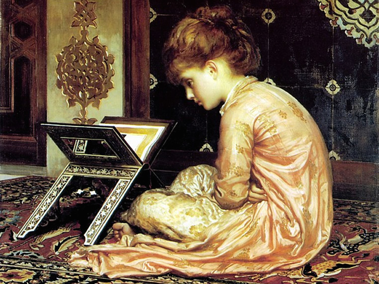 At_A_Reading_Desk_by_Frederic_Leighton
