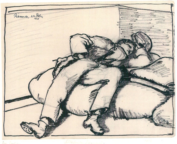 Flaig_Kriegstagebuch_Blatt_11_Schlafender_Kamerad_1916