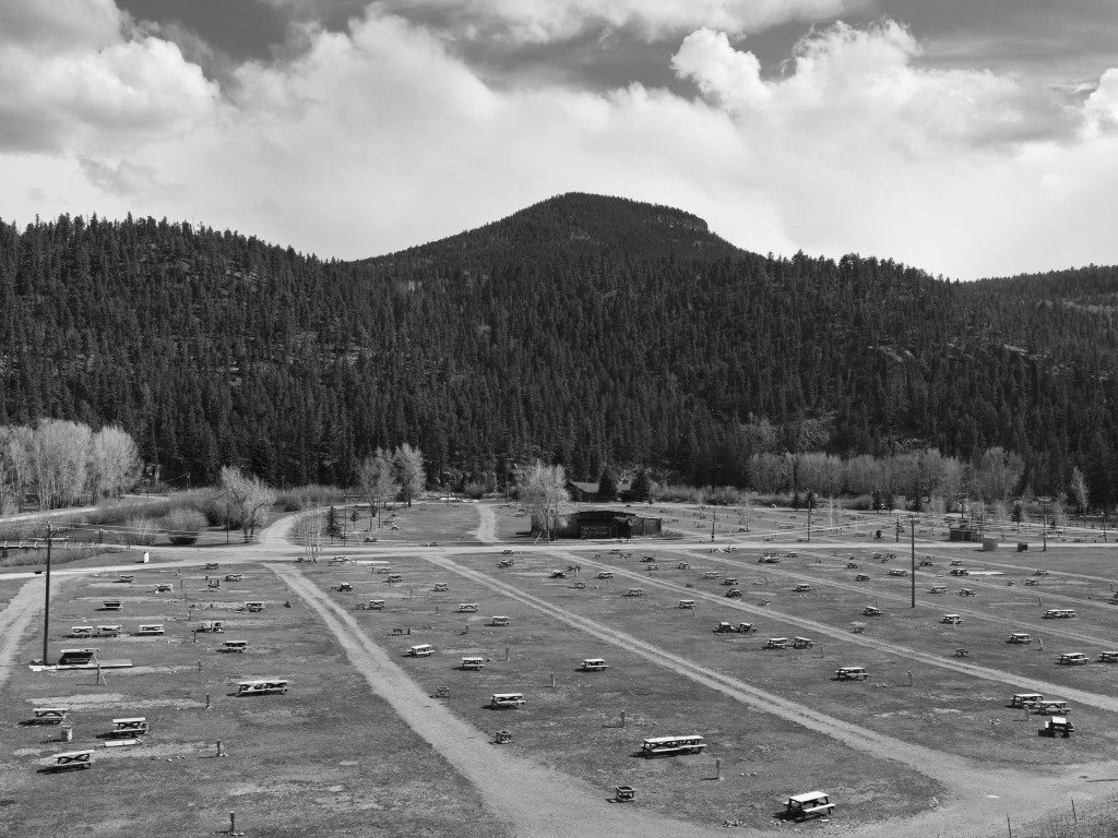 Fun Valley. South Fork, Colorado, 2013, black-and-white photograph.. 