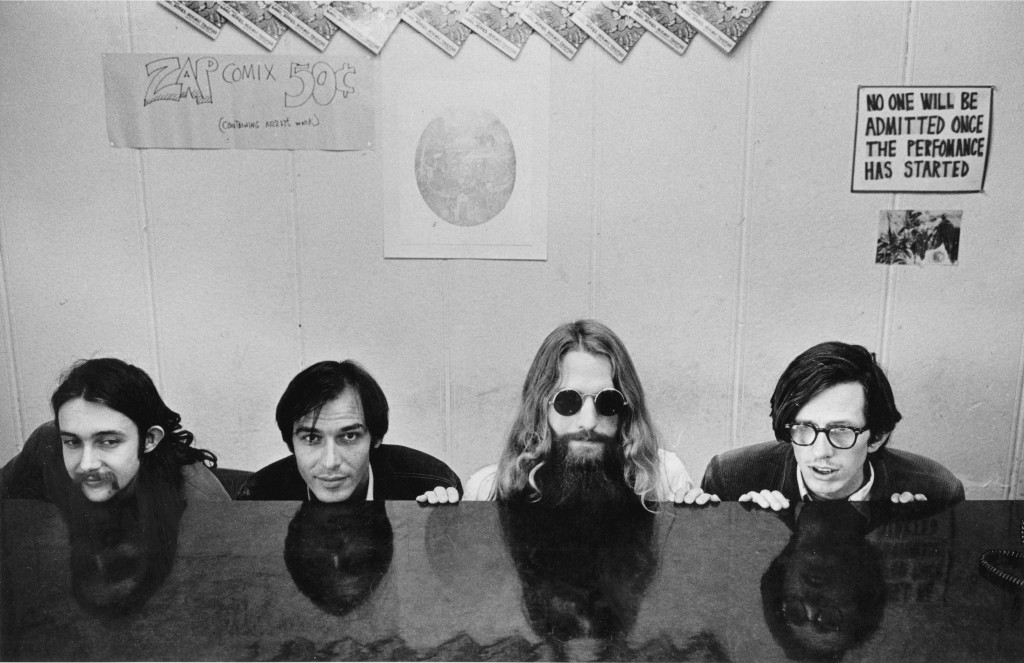 From left: S. Clay Wilson, Victor Moscoso, Rick Griffin, Robert Crumb, in 1968.