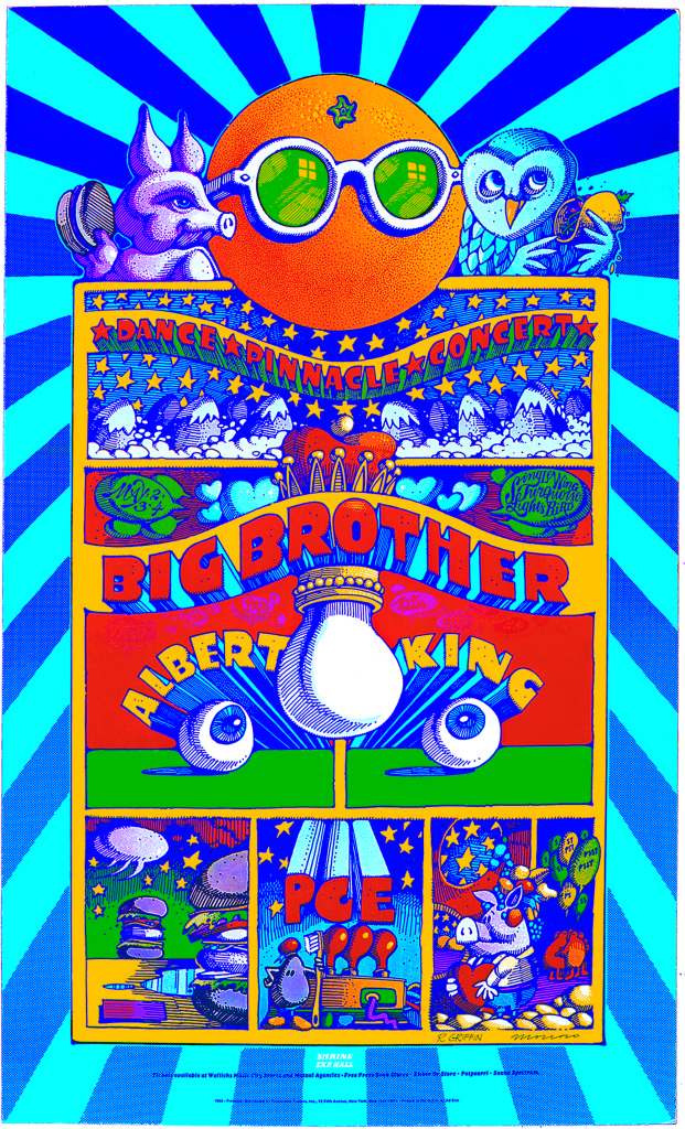 Moscoso and Griffin's poster for an event in 1968 at the Shrine Auditorium, Los Angeles. ©Victor Moscoso and Rick Griffin