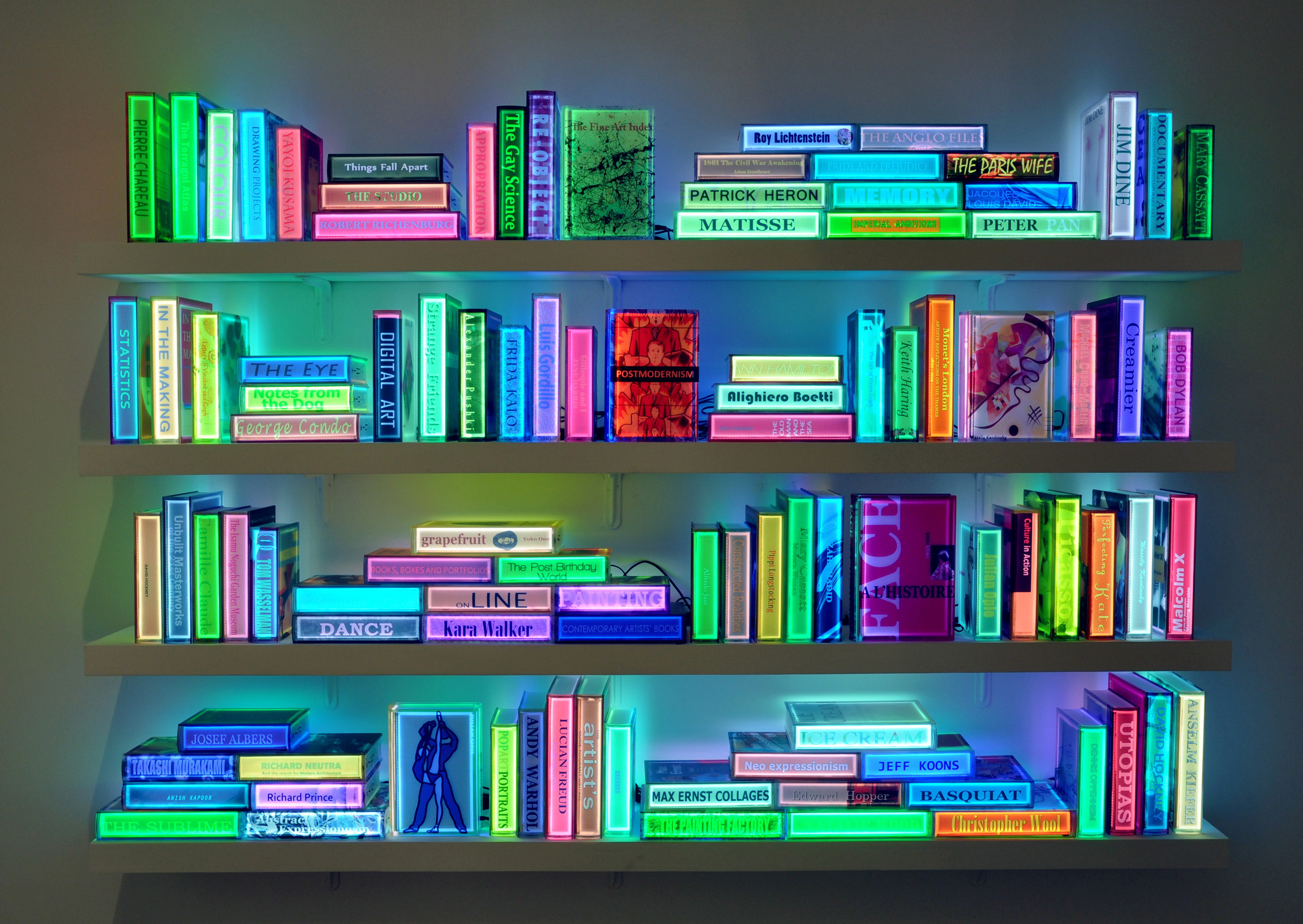 Neon Colored Bookshelves
