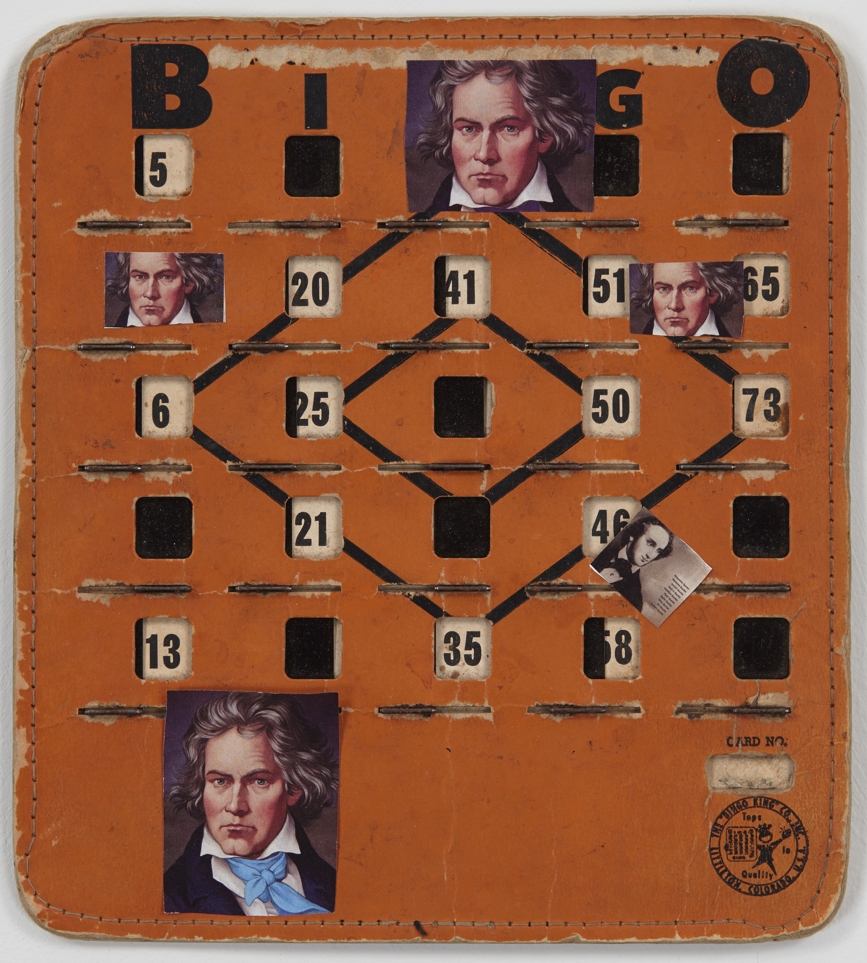 Ashbery_Bingo Beethoven_2014_collage on vintage Bingo board_8.25x7.5in_300dpi