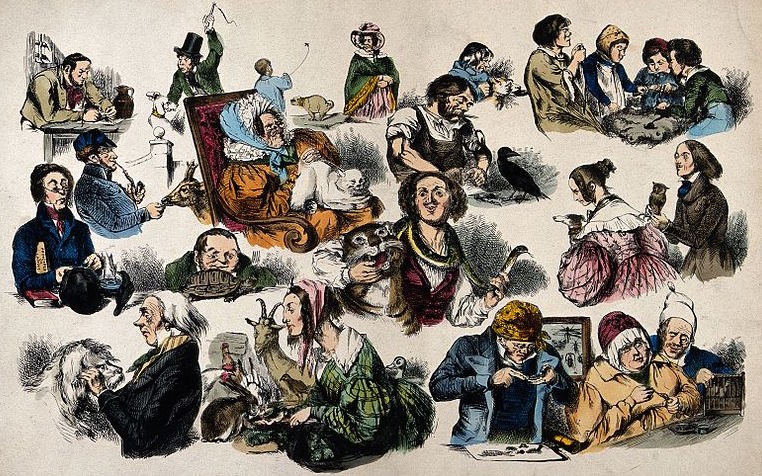 Humans_shown_in_their_relationships_with_their_pet_animals,_Wellcome_V0022952