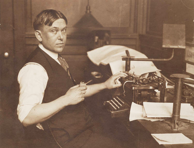 Writer Henry Louis Mencken. This photo, in the archives of the Maryland Historical Society, may have been taken in 1917, the year of Mencken's not-famous-enough hoax on poor old Millard Fillmore.