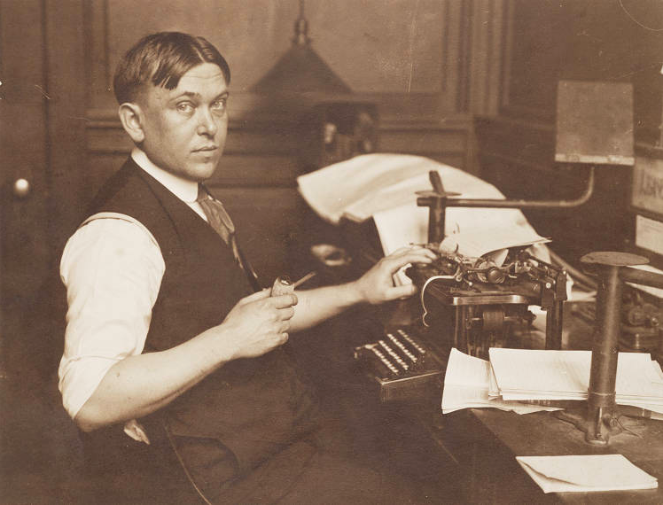 Writer Henry Louis Mencken. This photo, in the archives of the Maryland Historical Society, may have been taken in 1917, the year of Mencken's not-famous-enough hoax on poor old Millard Fillmore. 