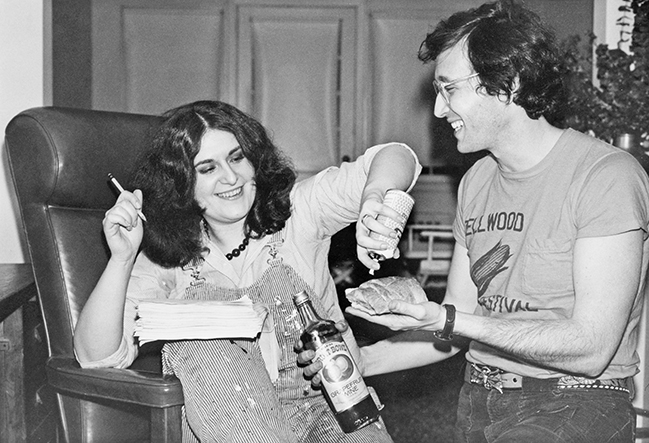 At home in Connecticut in 1975, with the manuscript of the first edition of Roadfood.