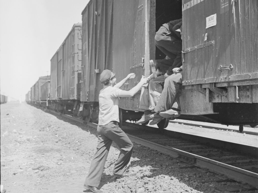 between bakersfield and fresno california on the freights hopping a box car in a hurry nara 532073